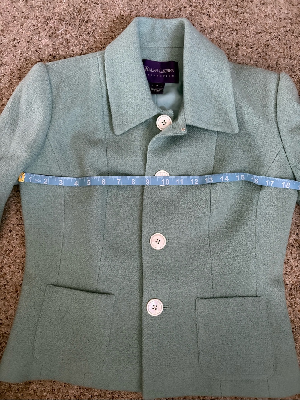 Ralph Lauren Purple Label Women's Mint Tailored Button-Front Blazer Size 8 - Picture 13 of 16